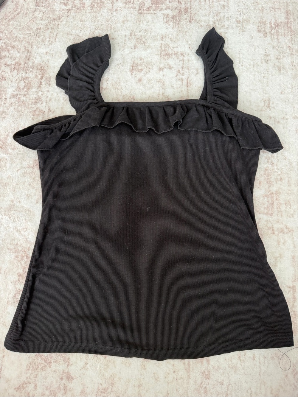 Black Ruffle Sleeveless Top Women’s Large